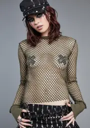 [Widow] Downward Spiral Fishnet Top