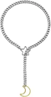 [ZENGSING] Slip Chain Lariat Y Choker Necklace Stainless Steel Slip Chain Slip Chain Necklace Black/Silver/Gold O-Ring Slip Chain Punk Rock Gothic Chain for Women Men