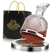 Spinning Wine Decanter, Whisky Decanter, 360°Rotating Red Wine Carafe