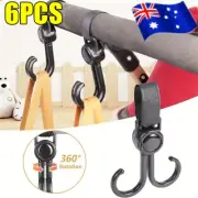 6 PCs Baby Hanger Bag Stroller Pushchair Hooks Pram Rotate Straps Accessories