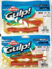2 Berkley Gulp Saltwater Series Shrimp 3" Glow Nuclear Chicken 12 Pieces Durable