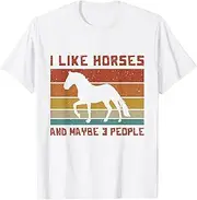 [X.Style] I Like Horses and Maybe 3 People - Horse Girl ds892 T-Shirt (3XL) White