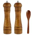 Wood Salt and Pepper Grinder Set with Spoon Coarseness Adjustable Salt Pepper☞
