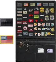 Harsgs Tactical Patch Display Holder Panel, Foldable Military Patches Display Board Organizer for Collection Army Combat Morale Emblems, Black with Molle System