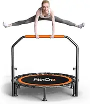 FitinOne Foldable Mini Trampoline Load 450lbs,Portable Exercise Rebounder Trampoline with Adjustable Foam Handle,Fitness Trampoline for Adults and Kids