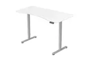 FORTIA Sit To Stand Up Standing Desk, 160x75cm, 72-118cm Electric Height Adjustable, Ergonomically Curved Edge, 50kg Rated, White/Silver Frame