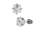 Stainless Steel Classic Cubic Zirconia Studs Earrings