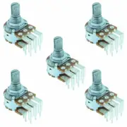 5 x 10K Logarithmic Stereo Right Angle PCB 16mm Potentiometer Pot