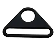 Black 2"X0.3" Inner Oval Dimension with 0.6" Circular Hole Dia Triangle Buckle