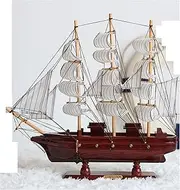 Sailboat Model Ornaments Red 40CM Home Office Decoration Handmade Boat Craft Ornaments for Men and Women
