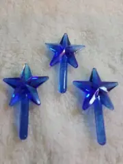 3pk SMALL BLUE CLASSIC STARS TOPPERS FOR CERAMIC CHRISTMAS TREES