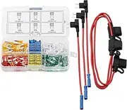 DIGITEN Auto Mini Blade Type ATM Fuse Assorted + Inline 16 AWG Gauge Holder+ Add-a-circuit TAP Adapter