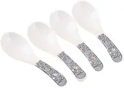 Chinese Traditional Long Handled Ceramic Long Handled Porcelain Long Handle Spoon with Long Handled Blue Cuchara Print (Small)