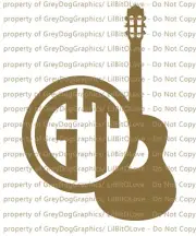 Custom Yeti Sized Acoustic Guitar Monogram Decal Initials Sticker Music
