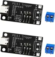 2PCS USB-C PD3.0/3.1 QC Trigger Module Female Input 5V 9V 12V 15V 20V Black