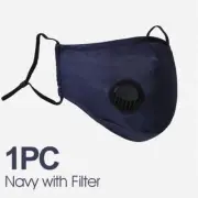 Reusable Face Mask Air Purifying Cotton Mouth Cover PM2.5 filter face mask Navy