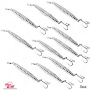 10pcs Fish WOW!® 3oz Diamond Jig Chrome w/ Treble Hook 85g Silver trolling Lure