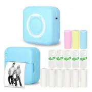 Mini Thermal Inkless Sticker Printer with 14 Rolls Paper, Compatible with iPh...