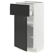 METOD / MAXIMERA base cabinet with drawer/door, white/Upplöv matt anthracite, 40x37x80 cm