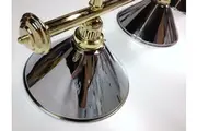 Pool Snooker Billiard Table Lighting - LARGE Brass Light (4 x Chrome Shades)
