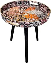 [Zosenley] Plastics Tray with Detachable Three Wooden 17.7 Inch Legs, Versatile Side Table with Tray Design, Perfect for Coffee, Tea, and Relaxation Time (Indian Style)