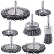 Rocaris 7-Pack Carbon Steel Wire Wheel Brush Set - Cup, Wheel, Pen Brushes with