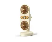 Mini White Clip 360 Degree Rotating Fan Desktop Vertical Double Head USB Small Fan Cart Cooling Equipment for Home Outdoor