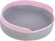 Parliky Hand Woven Cat Bed Basket Cozy Cotton Linen Cat Cave Soft Pet Sleeping Nest Scratch Pad for Small Dogs Summer Use Unique Handmade Design