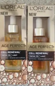 Lot of 2 L'Oreal loreal Age Perfect Cell Renewal Facial Oil Light, 1.0 oz.