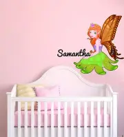 Custom Name Fairy Girl Bedroom Wall Decal-Wall Decal Sticker Wide 22"x19" Height