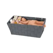 Simplify Small Woven Storage Shelf Bin in Grey