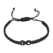 Initial Bracelet, Adjustable Alphabet Letter T Heart Braided Bracelet for Women