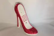 High Heel Shoe Telephone with Rhinestone Bling in Hot Pink N 298