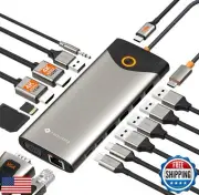 NOVOO USB C Docking Station Dual Monitor, 15 in 1 Docking Station 3 Monitors