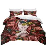 Lady Moth Roses and Death Moth on Beautiful Woman Quilt Cover