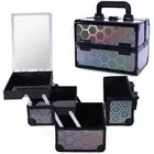 Lightweight Cosmetic Box Makeup Train Case Lockable Makeup Case Organizer 2 T...