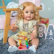 iCradle 22 Inch Reborn Baby Doll Girl,Silicone Full Body Newborn Toddler Doll Realistic Looking Washable Bebe,Dolls Anatomically Correct for Age3+ (White Silicone Doll Blond Hair)