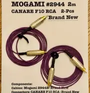 MOGAMI 2944 RCA Interconnect Cables - 2m Pair - Canare F10 RCA Handmade in Japan