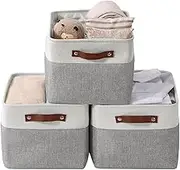 Storage Baskets,3-Pack Fabric Storage Bins,Wardrobe Clothes Organizers, Foldable Storage Baskets, Closet Storage Containers with Clear Window for Organizing Clothes, Jeans, Books