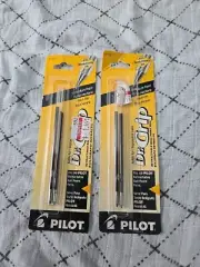 Pilot Dr. Grip Retractable Ball Pen Ink Refill Med Point 2/Pk Black Ink (2 Set)