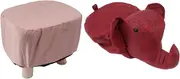 Cute Elephant Shaped Animal Footstools Silent Comfortable Stable Multi Purpose Stool for Kids Yard (Red)
