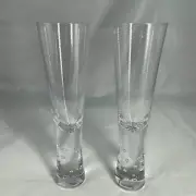 Crate & Barrel VERVE 5 oz Krosno Champagne Glasses Bubble Stem Poland Set of 2