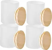 ARTSEWPLY 4Pcs Frosted Glass Candle Jars with Lids Durable Empty Scented Candle Holders for Home Decor Small Jars for Fragrance and