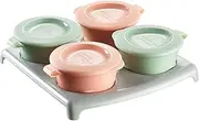 Tommee Tippee Pop Up Freezer Weaning Pots with Tray, 60ml Baby Food Containers with Soft Push Up Bases, 4 Months+, Pack of 4