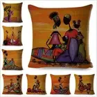 Africa Life Collection Cushion Cover Decor Orange Abstract Painting Pillow Case