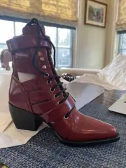 CHLOE Rylee Leather Booties Buckled Ankle Boots NEW w/box And dust bag
