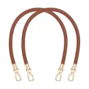 2pcs Braided Purse Straps 60cm / 23.6" PU Leather Handbag Handles, Light Brown