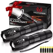 LED Flashlights High Lumens 2 Pack, Powerful Tactical Flashlight With 3 Modes