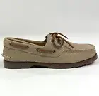 Sperry Top-Sider Leeward Off White 2-Eye Mens 11 Wide Tan Perforated Boat Shoes