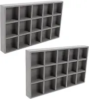 GAROZATION 15 Slots Jewelry Trays Organizer Velvet Watch Boxes Drawer Organizer Ring Insert Display Tray for Drawer Grey